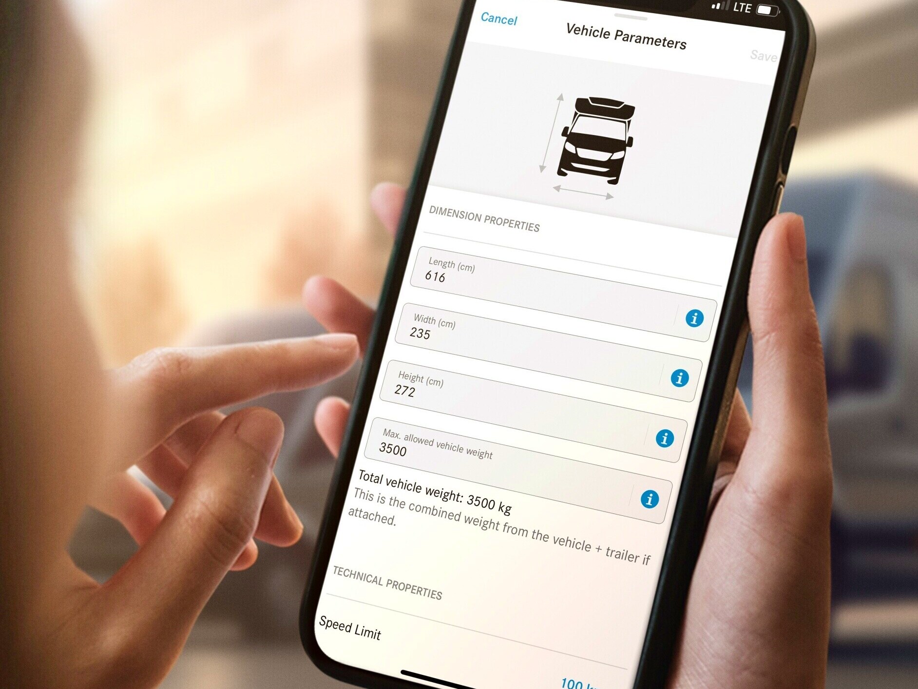 Extras digitais para um veículo comercial ligeiro da Mercedes-Benz.