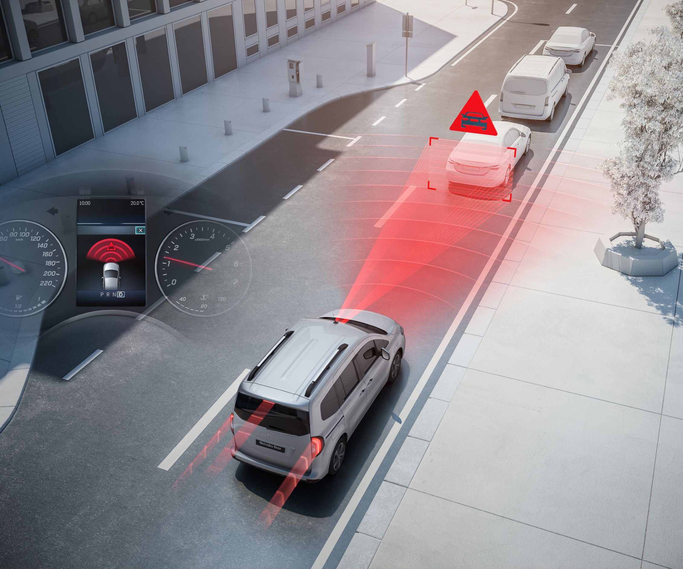 Sistemas de assistência à condução | Mercedes-Benz O Mercedes-Benz Citan com os sistemas de assistência à condução.