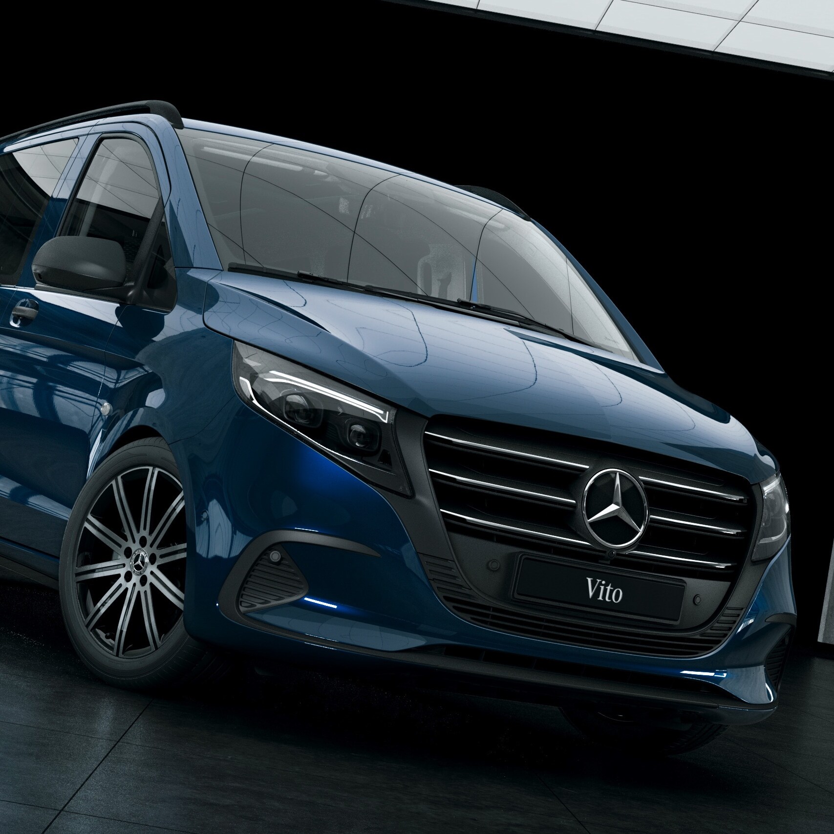 O Mercedes-Benz Vito Tourer num armazém com paredes de betão.
