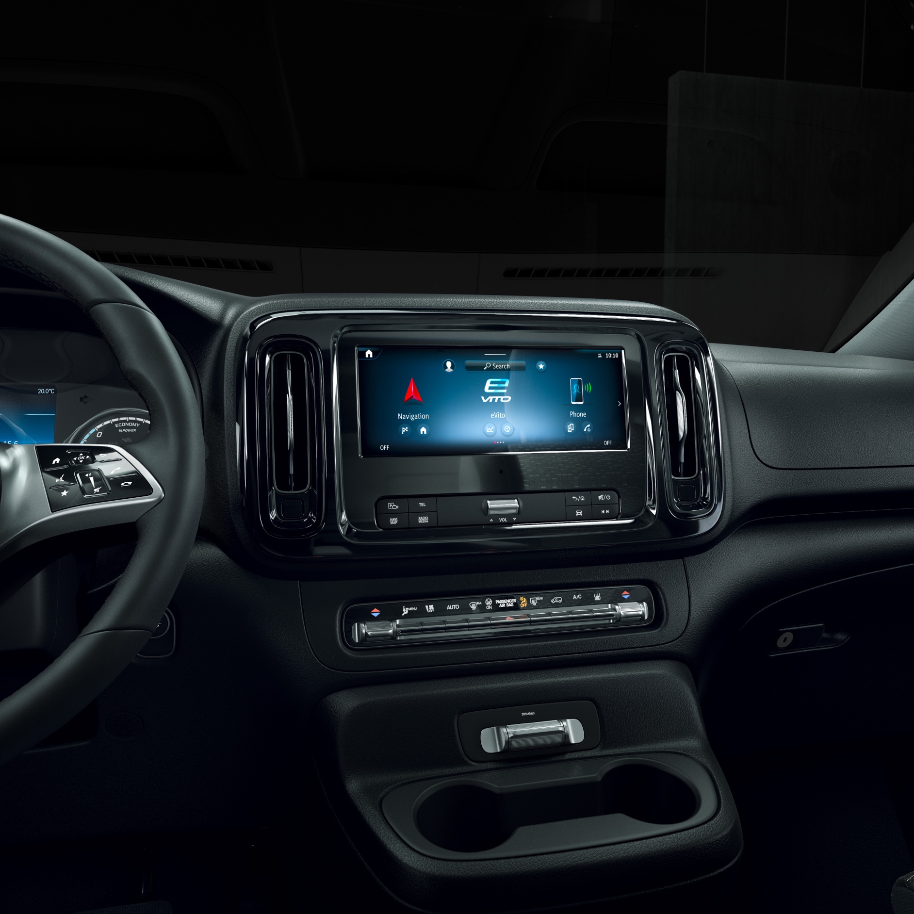 Conectividade inteligente | Veículos comerciais ligeiros da Mercedes-Benz O sistema multimédia MBUX no Mercedes-Benz eVito.