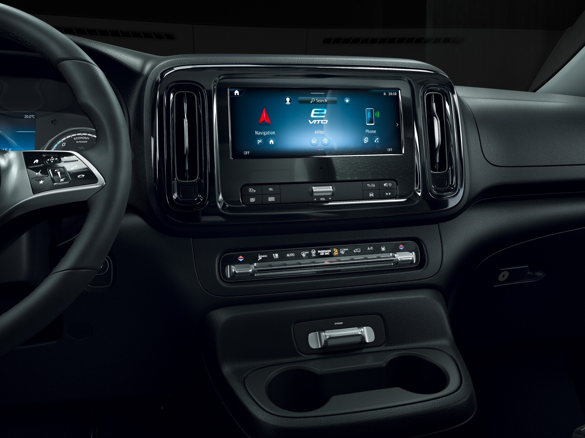 O sistema multimédia MBUX no Mercedes-Benz eVito.